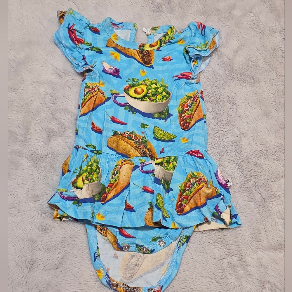 3-6mos Bums & Roses Let's Taco-Bout It Ruffle Dress